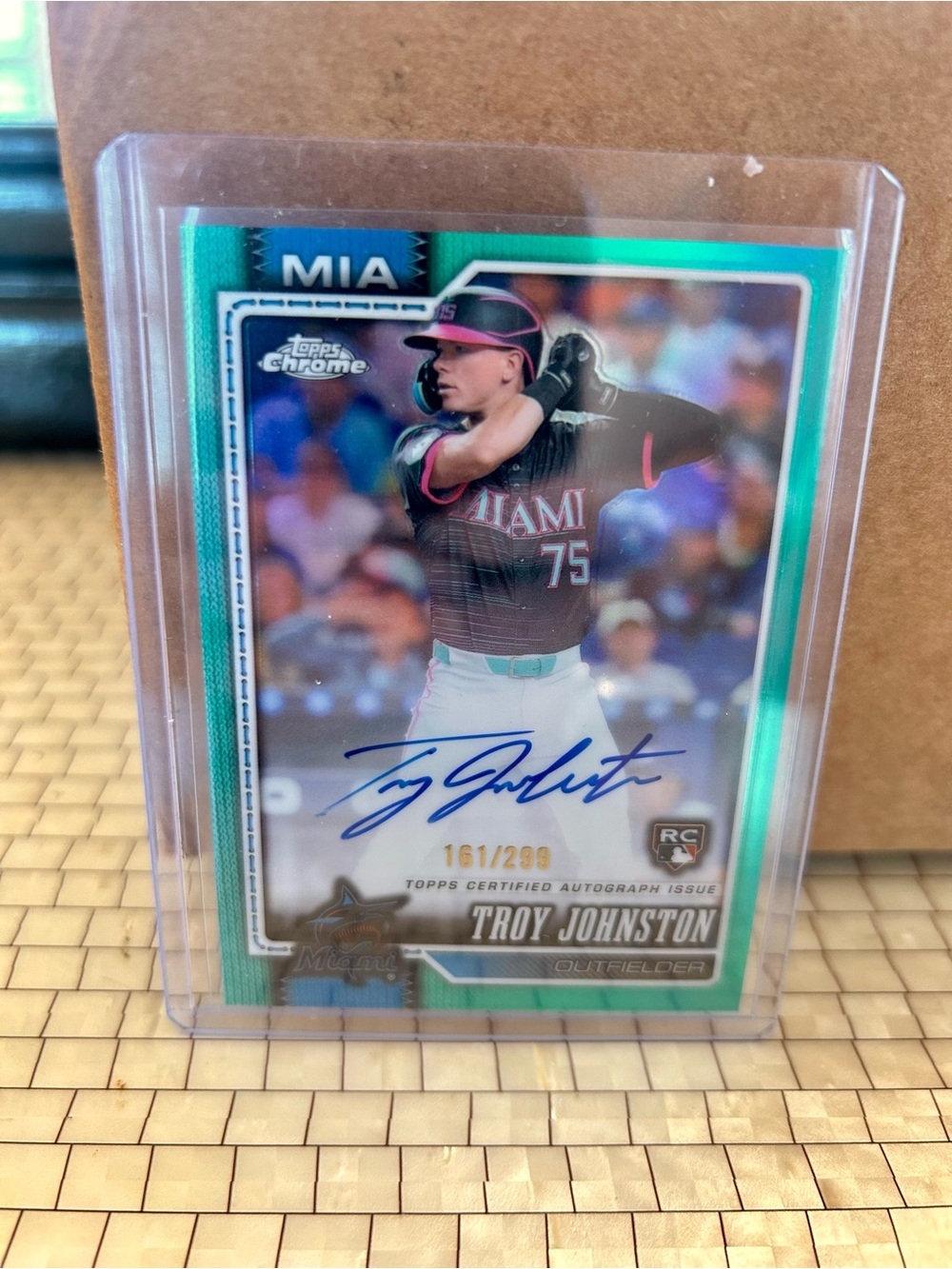 Topps Chrome Troy Johnston Autograph Baseball Card - Teal Accent 161/299